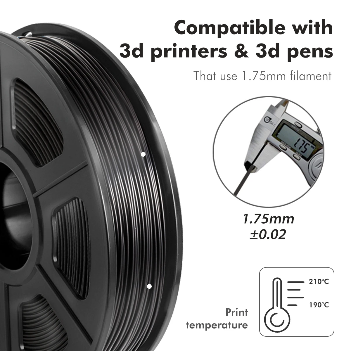 SUNLU TPU Imprimanta 3D Filament Filament Flexibil Negru 1,75 mm 0.5 kg(1.1 LB) Precizie Dimensională +/- 0.02 MM Tpu Caz de Material 2