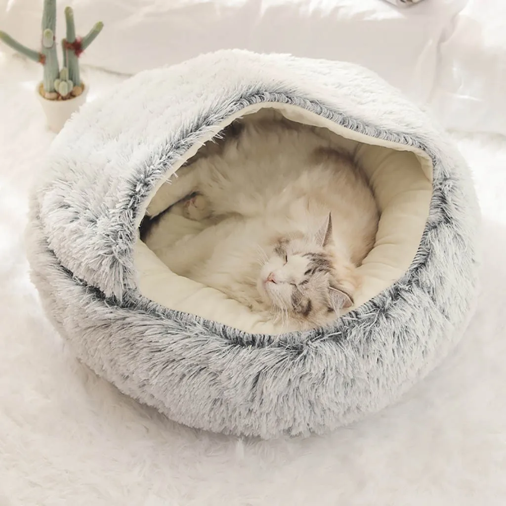 Super Moale animale de Companie Pat Canisa Rotund Cat de Iarnă Sac de Dormit Cald Timp de Pluș Catelus Perna Mat Portabil Pisica materiale de înaltă calitate 2