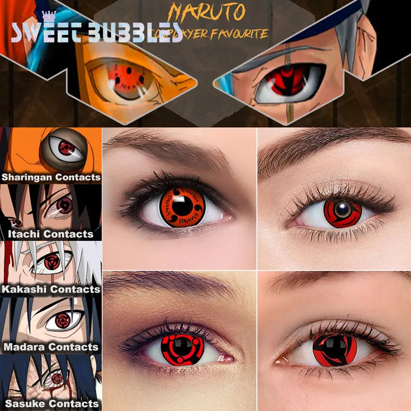 SweetBubbles Naruto Seria Sharingan Lentile de Contact Anime Cosplay Rosu Culoare Lentile Ochi 2 buc/set 2
