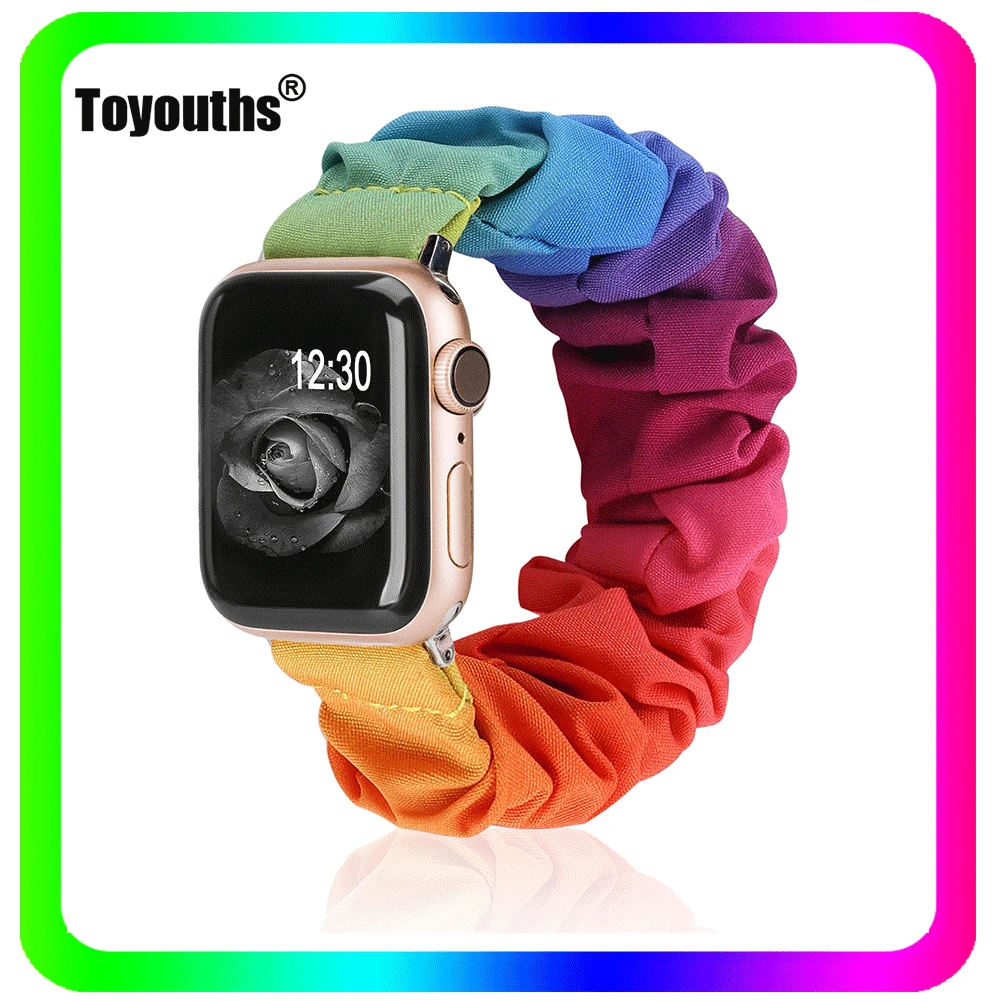 Toyouths Elasticele Elastic Curea de Ceas pentru Apple Watch Seria 6 5 4 3 2 1 Femei Incuietoare Curea Tesatura Pânză Watchband pentru iwatch 2