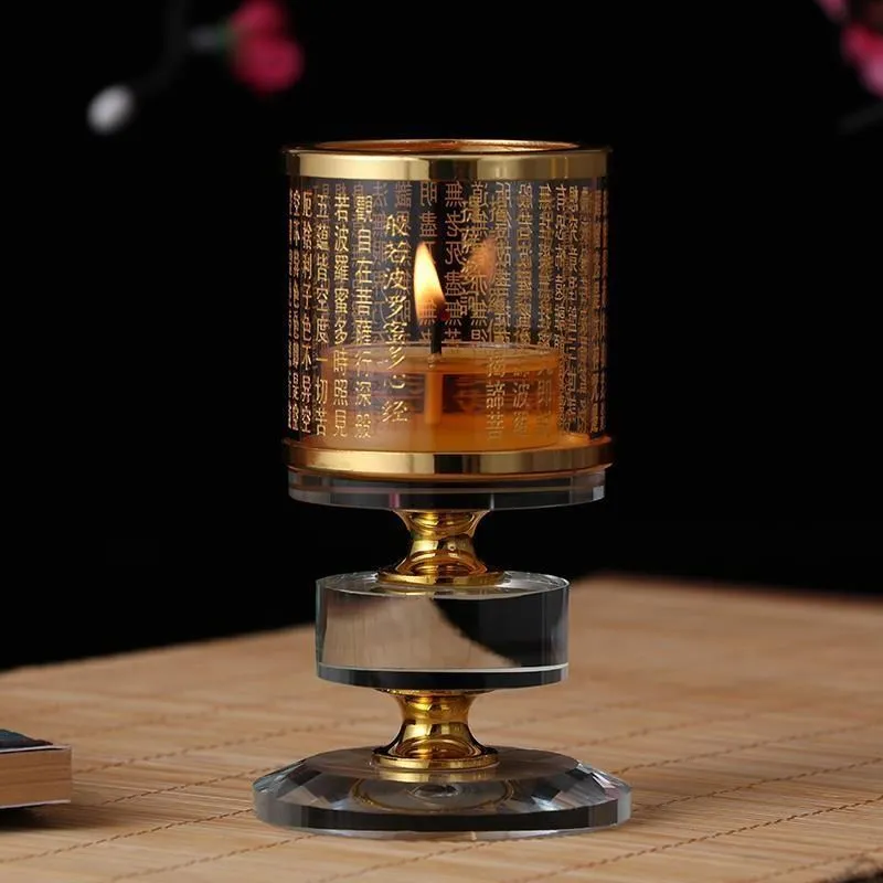 Traditonal Chineză Lotus de Cristal Lampă pentru Decor Acasă Buddha Șapte Stele Sfeșnic Activitate Religioasă Suport Lumanare 2