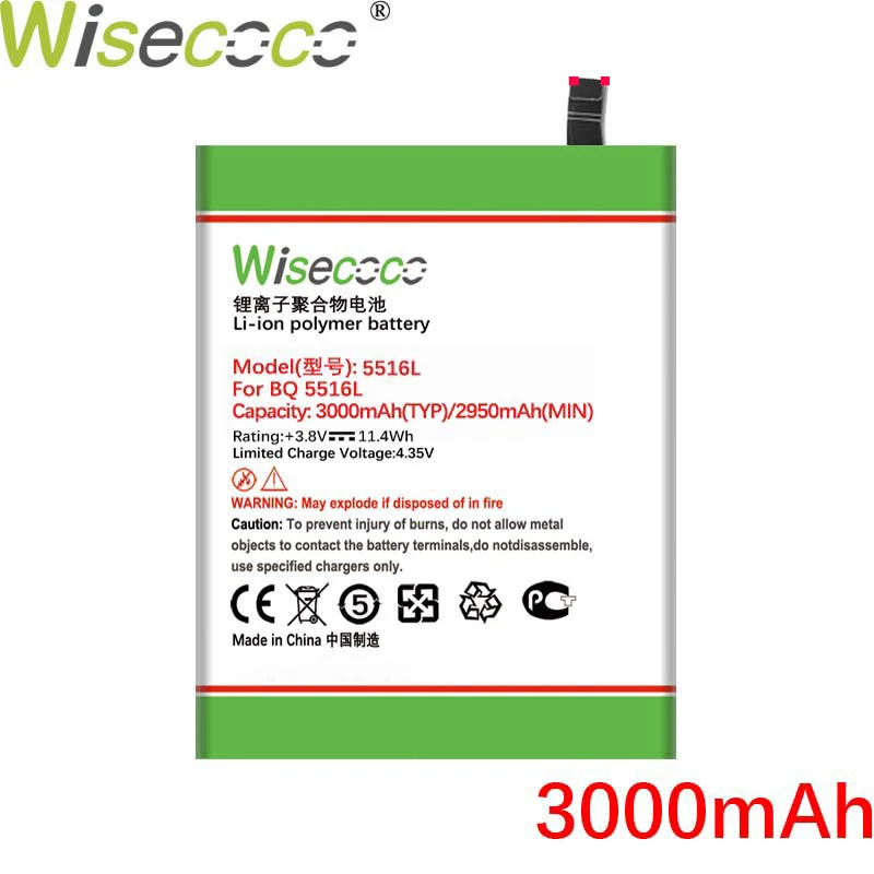 WISECOCO 3000mAh 5516L Baterie Pentru BQ 5516L Telefon Mobil În Stoc Baterie de Înaltă Calitate+Numărul de Urmărire 2