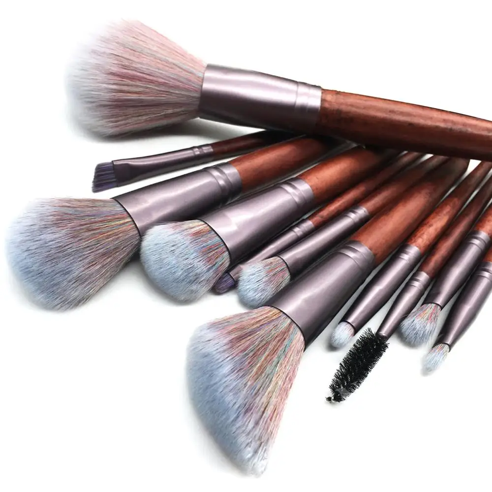 11pcs Rosu din Lemn Set de Perii Machiaj Flacără Perie Fard de Ochi Fundația Cosmetice Pudra de Amestecare Kabuki Make Up brush Tool kit 3