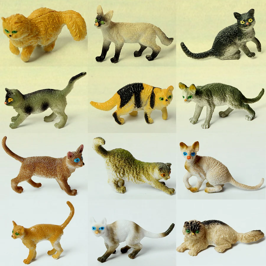 12PCS Cat Realist Figurine,Animale, Pisica Personaje Jucării Figura de Colectare Playset de Învățământ Pisica Cifre Jucarie Cadou pentru Copii 3
