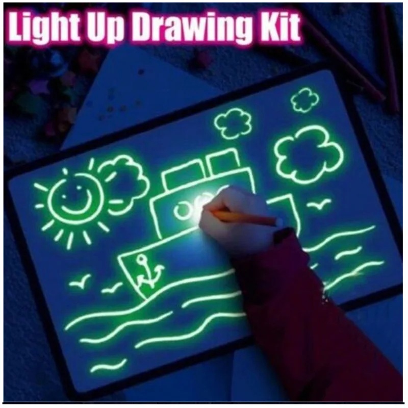 1set rusă, engleză A3 A4 A5 copii Educative pentru copii de Desen Bord Jucarii Tableta Graffiti Luminoasă cu Led-uri de Magie Prime Cu Lumina-distractiv 3