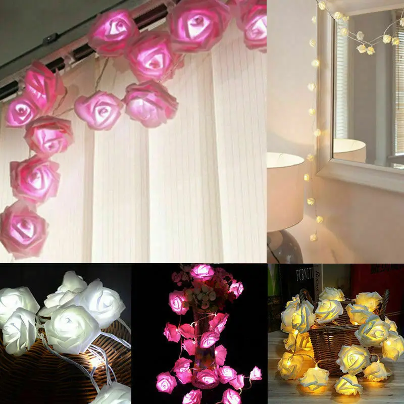 20 LED-uri a Crescut de Flori de Crăciun Șir de Lumini Zână Nunta Petrecere de Craciun Decor de Gradina 3