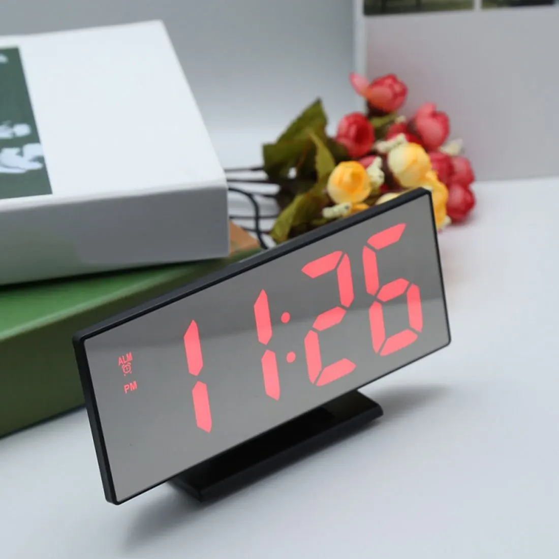 2020Digital Ceas Deșteptător LED Oglinzi Electronice, Ceasuri Multifunctional Display LCD de Mari dimensiuni Ceas de Masa Digital cu Calendar Cablu USB 3
