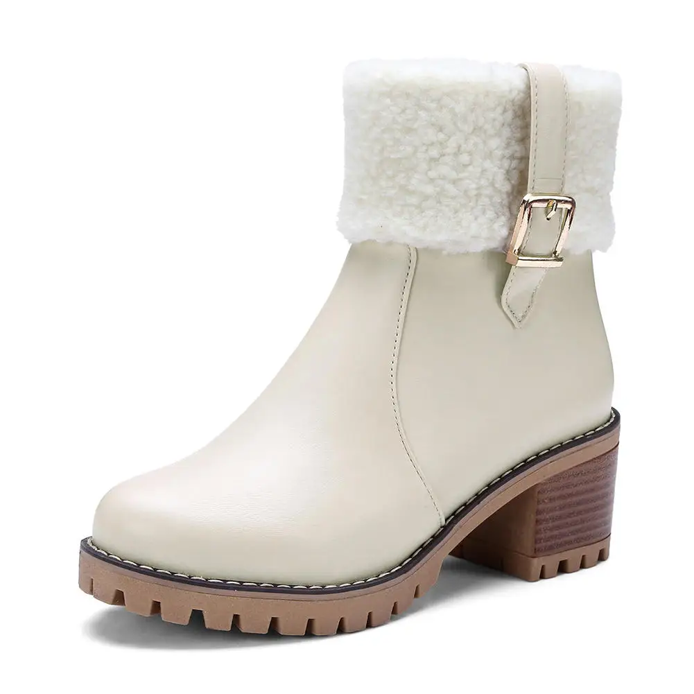 2021 Lapolaka Vânzare Fierbinte De Pluș Cald Cu Toc Zip Cizme Femei Pantofi Cataramă Decor De Iarnă, Cizme De Lucru Confortabil Pantofi Office Lady 3