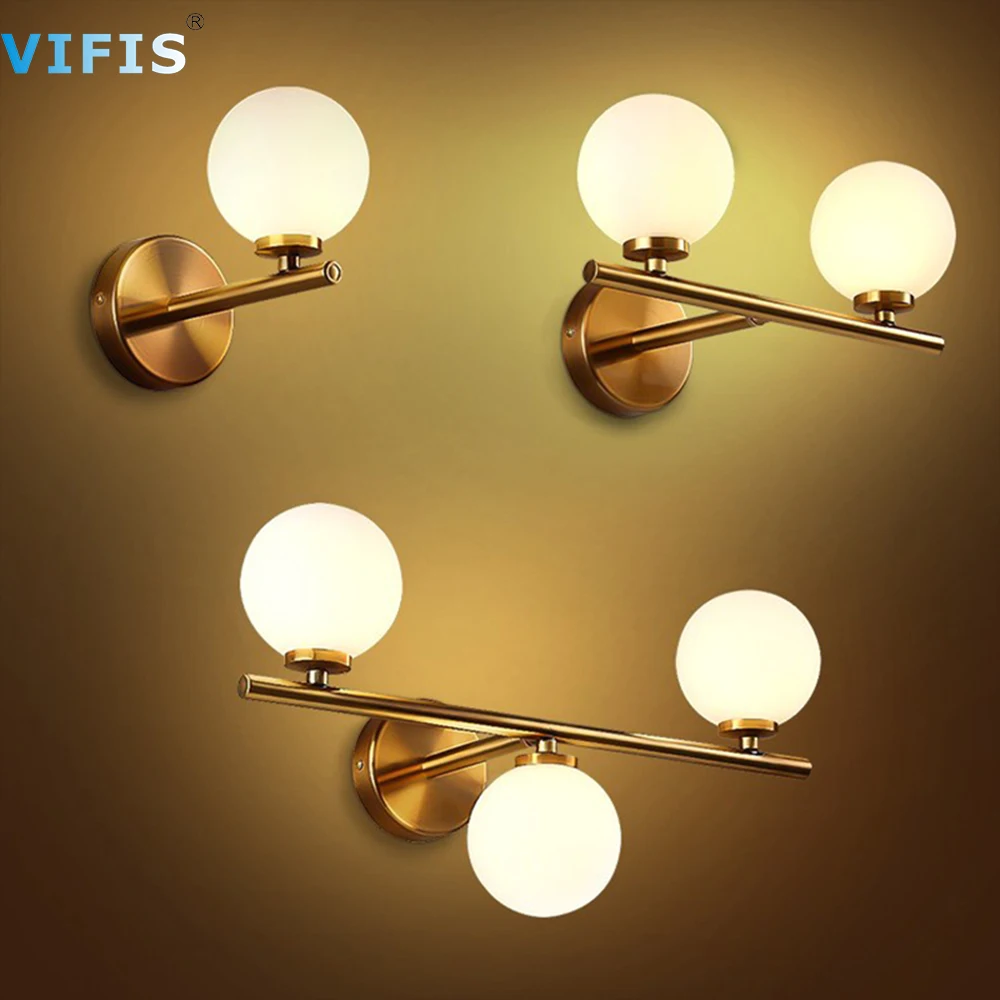 3Colors Reglaj Aur de Perete LED Lumina 3w 6w 9w Sticla mingea de Perete Baie Lampă Oglindă de Iluminat cu Bec G4 pentru Dormitor 85-265V 3