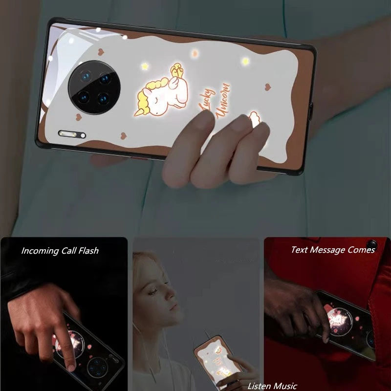 3D Minunat Unicorn Strălucire Capac de Sticlă Pentru iPhone 11 12 Pro XS MAX X XR 7 8 SE2 Iluminate Proteja rezistent la Șocuri Coque Bara Sac 3