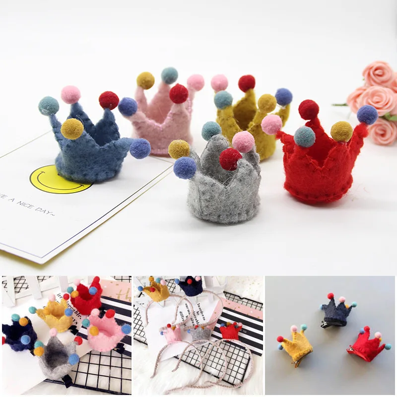 4buc/lot Handmade Lână Simțit Ambarcațiunile de Păpuși Bijuterii DIY 3D Kawaii Coroana Plasture Autocolant pentru Fete de Păr Elastic Cap 3