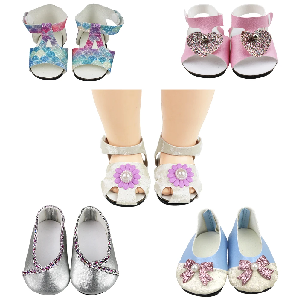 7cm Pantofi de Piele se potrivesc 43cm Copil Papusa Reborn & 18 inch AG Papusi Accesorii de Plajă, Sandale, Generația Noastră Fată Jucărie Cadou de Ziua de nastere 3