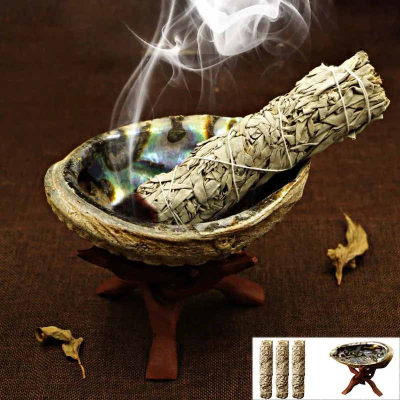 Alb Pur Din Frunze De Salvie Fum De Purificare A Fumat Salvie Interior Parfum Pentru A Purifica Mintea Cameră Templu Budist Cedru Bastoane 3