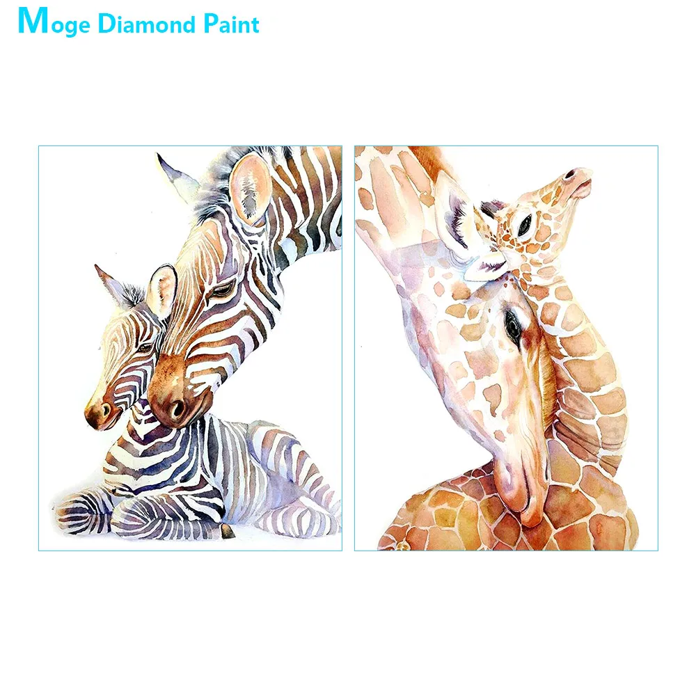 Animale Mamei și Copilului Diamant Pictura Girafa, Zebra Rotund Burghiu Plin de Desene animate Nouveaute DIY Mozaic Broderie 5D Cross Stitch 3