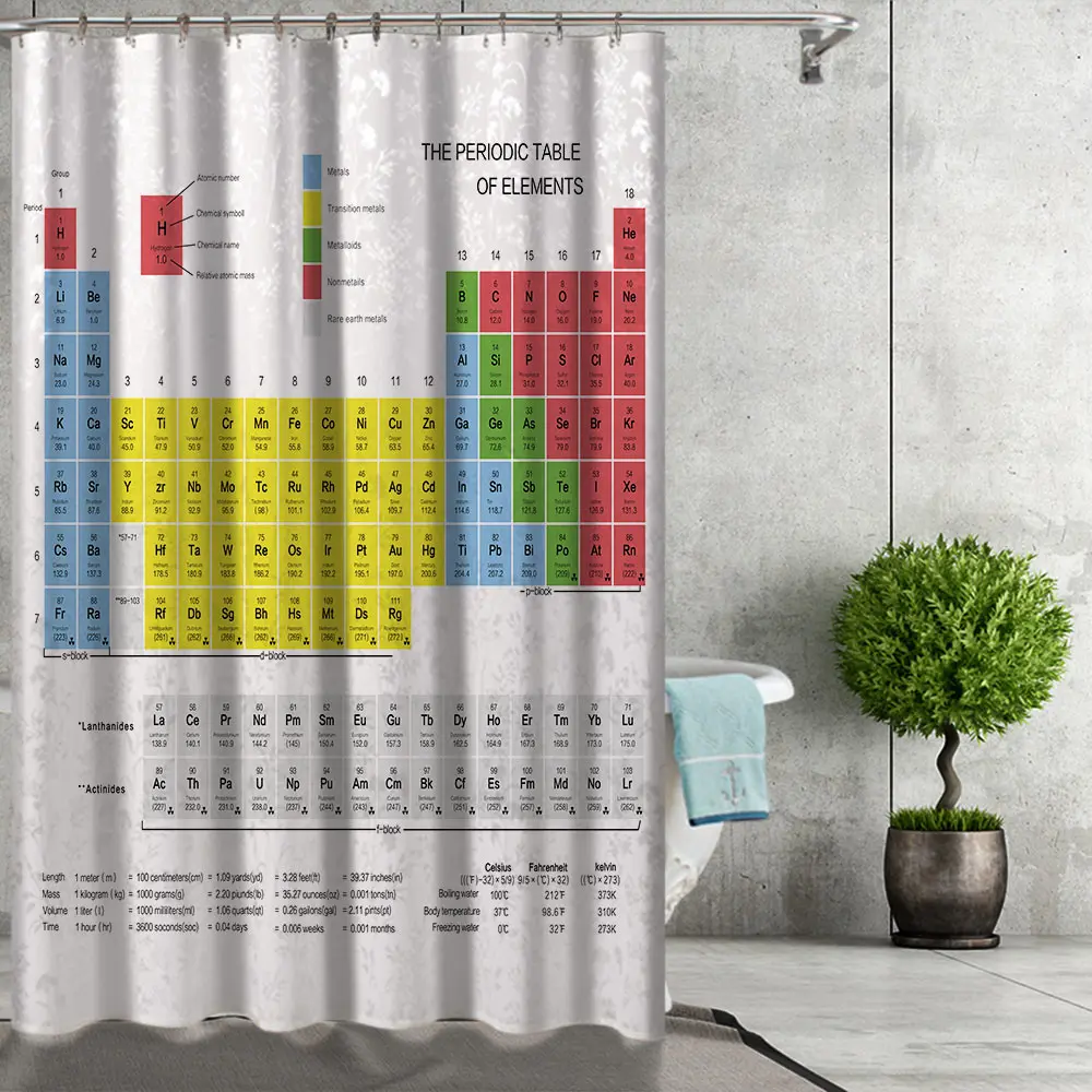 Creative Tabelul Periodic al Elementelor Digitale de Imprimare Perdele de Duș Produse de Baie de Hotel, Perdele de Duș cu Baie de Acasă Decor 3