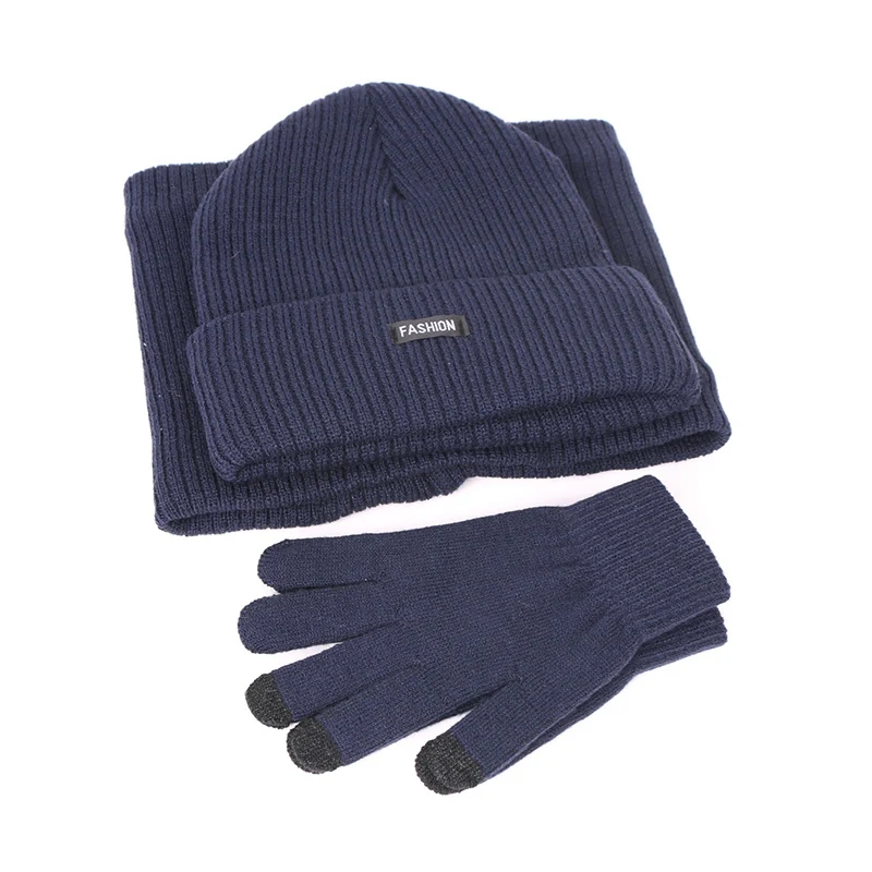 De iarnă Pălării Beanie Eșarfă Mănuși Set de Cald Tricotate Pălărie Gât mai Cald, Respirabil Straturi Duble Chelioși Căciuli pentru Barbati Femei Gorro 3