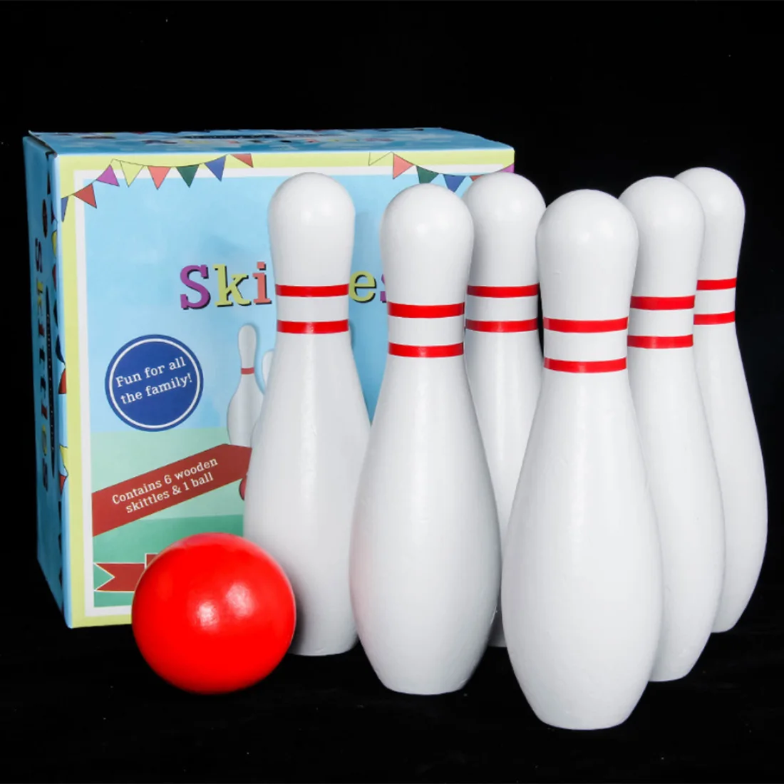 De Mari Dimensiuni Din Lemn De Bowling Minge Interioară Joc De Bowling Cu 6 Popice Sport Jucării Pentru Copii, Adulți, Picătură De Transport Maritim 3