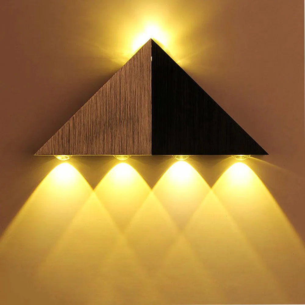Decor plin de culoare LED-uri Lumina de Perete 5W AC90-265V Triunghi Aluminiu 5 Culori Lămpi de Perete Rece/ Cald Alb pentru Camera de Hotel 3