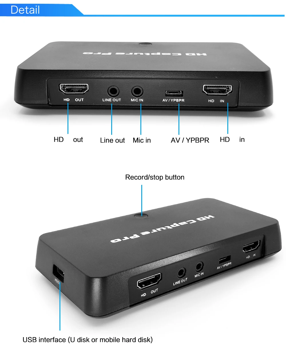 Ezcap295 1080P HD Video Game Capture OBS Live HD Recorder USB 2.0 pentru Redare Carduri de Captura Pentru Xbox 360, Xbox One PS4 Set-Top Box 3