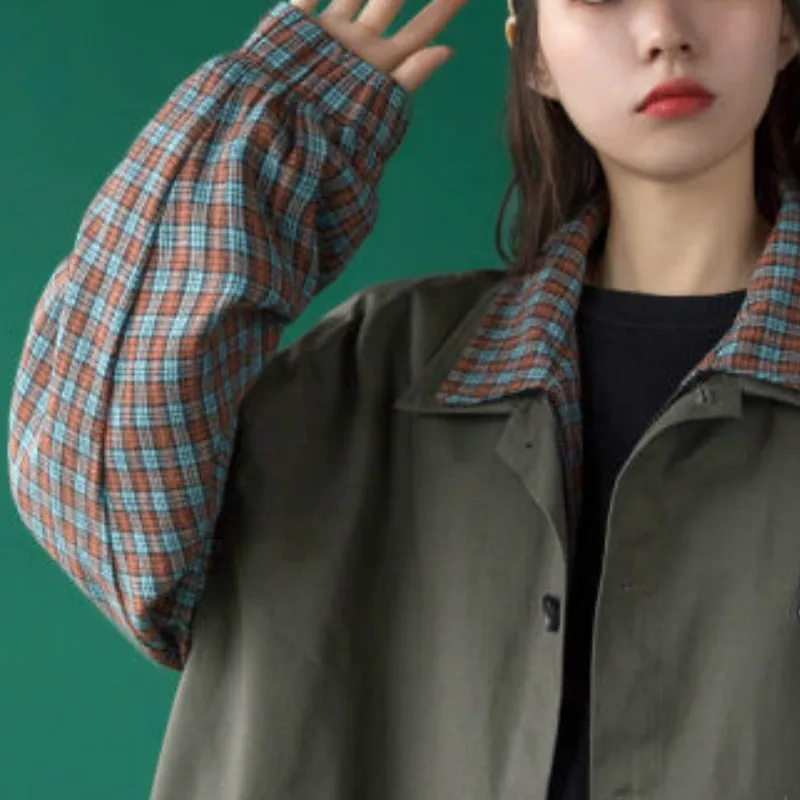 Femei jachete Casual, Simplu Plus Dimensiune Sacou 2XL Liber Canadiană Mozaic coreeană Stil Harajuku Streetwear la Modă pentru Femei Haina 3