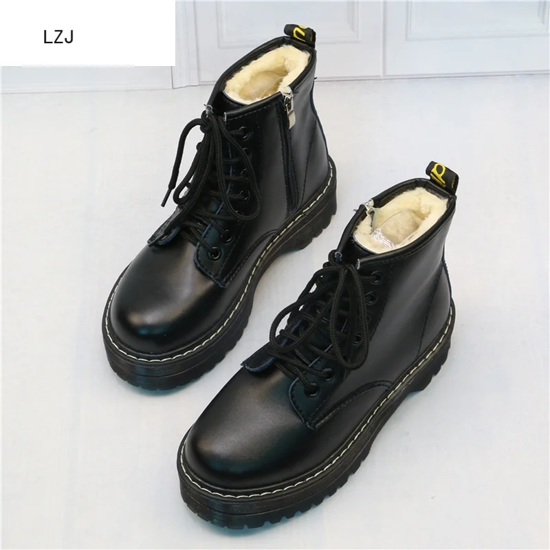 Femeile Plat Platforma Glezna Cizme De Primăvară Boot Black Lace Up Black Mediu Liane Pantofi Petrecere De Moda Încălțăminte Zapatos De Mujer 3