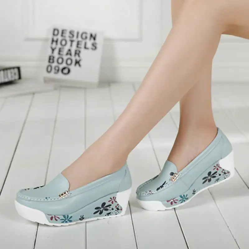 GKTINOO Nouă Femei din Piele Pantofi Platforma Wedges White Lady Pantofi Casual Leagăn mama Dimensiunea de Pantofi pentru 35-40 3