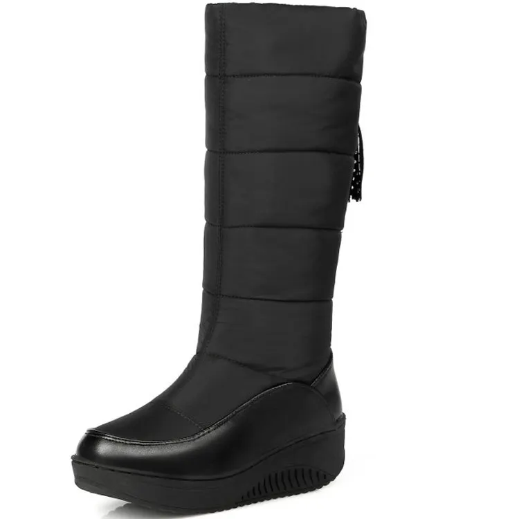 GOXPACER Cizme de Iarna pentru Femei Termică Pantofi Femei Ciucure de Culoare Solidă Cald Pene Casual, Cizme de Zăpadă de Moda Rotund Toe Toate Meci de Noi 3