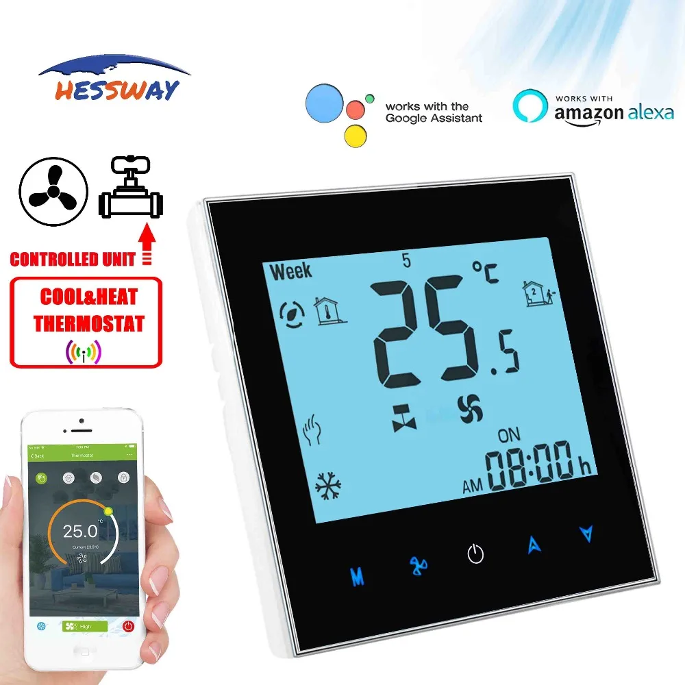 HESSWAY TUYA 2PIPE comutator de temperatura termostat WIFI pentru 0-10V proporțională integrală vavle&fan 3