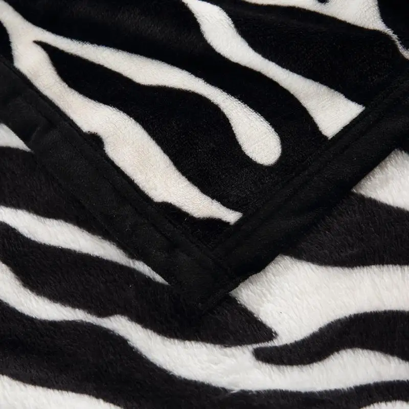 J Super Confortabil Moale Nurca Împâslire Pătură Zebra Cu Dungi Model Floral Pătură Aruncată Pe Canapea / Pat / Călătorie Respirabil 3