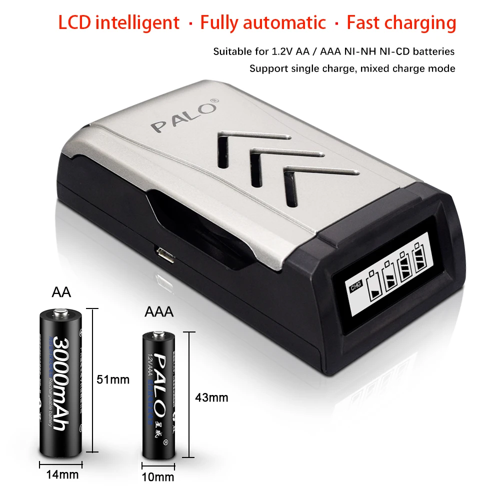 LCD Încărcător de Baterie Reîncărcabilă de calitate la Cald 4 Sloturi Inteligent Inteligent Încărcător de Baterie pentru AA / AAA NiCd NiMh Reîncărcabilă Batte 3