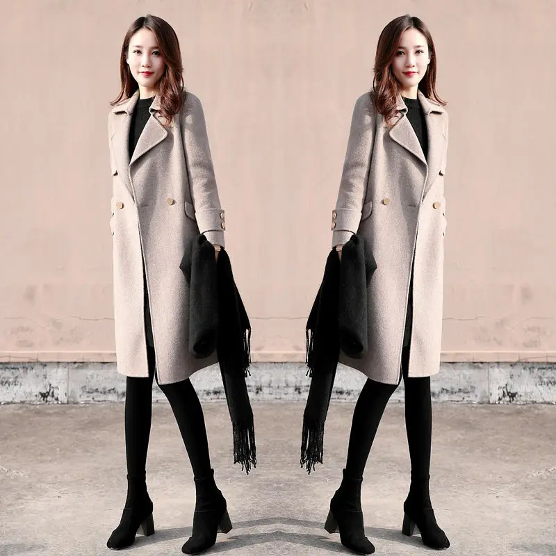 Leiouna Gros Solid 2020 Femei De Moda De Iarnă Elegant Singur Buton Haină De Lână Femei Cald Casaco Feminino Palton Lung De Lână 3