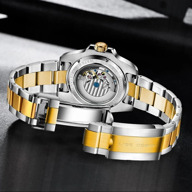 LIGE 2020 Nouă Bărbați Mechanical Ceas de mână din Oțel Inoxidabil kg 100atm Impermeabil Ceas Brand de Top Sport de Lux pentru Bărbați Ceasuri Reloj Hombre 3