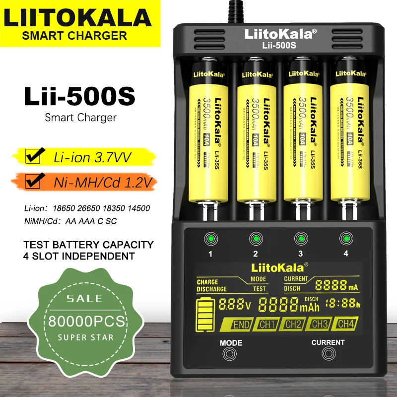 LiitoKala Lii-500S Lii-S6 Lii-PD4 Lii-500 încărcător de baterie 18650 acumulator 18650 26650 21700 AA baterii AAA display LCD 3