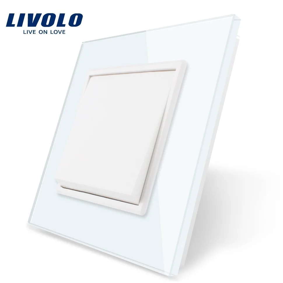 Livolo standard UE ,Priză de Perete,Lux, Cristal Alb Panou de Sticlă, 1 banda 1 Modul Comutator Buton, VL-C7K1-11 3