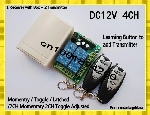 Livrare gratuita Digital Radio Control de la Distanță Switch-uri DC12V 4CH 1 Receptor + 2 Transmițător Cod de Învățare M4/T4/L4/2M4+2T4 ajustat 3
