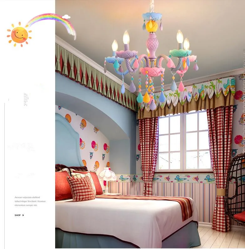 Macaron dulce de culoare lumanare pandantiv lampă restaurant lampa lampa camera copiilor fată prințesă acasă decorare becuri E14 3