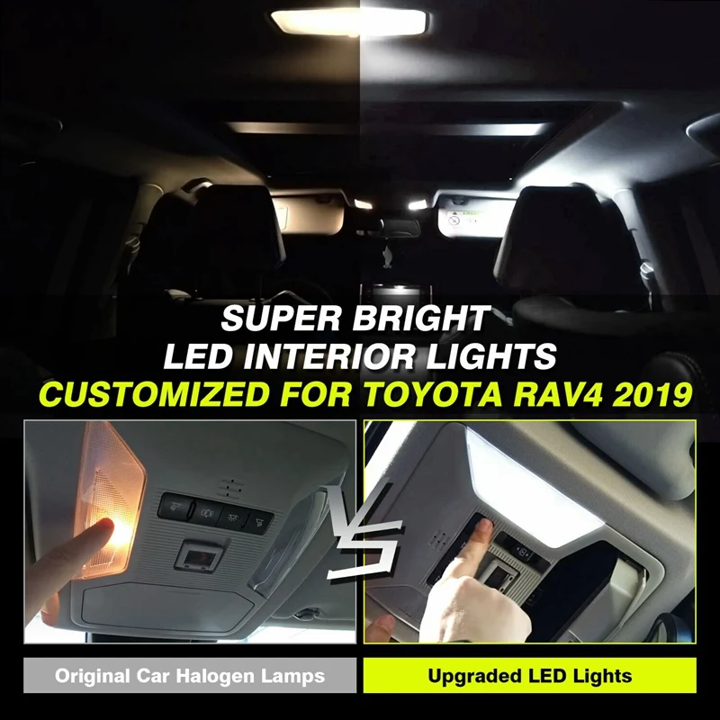 Masina de LED-uri Albe de Interior Upgrade-Bec Lampa Kit pentru Toyota RAV4 2019 2020 3