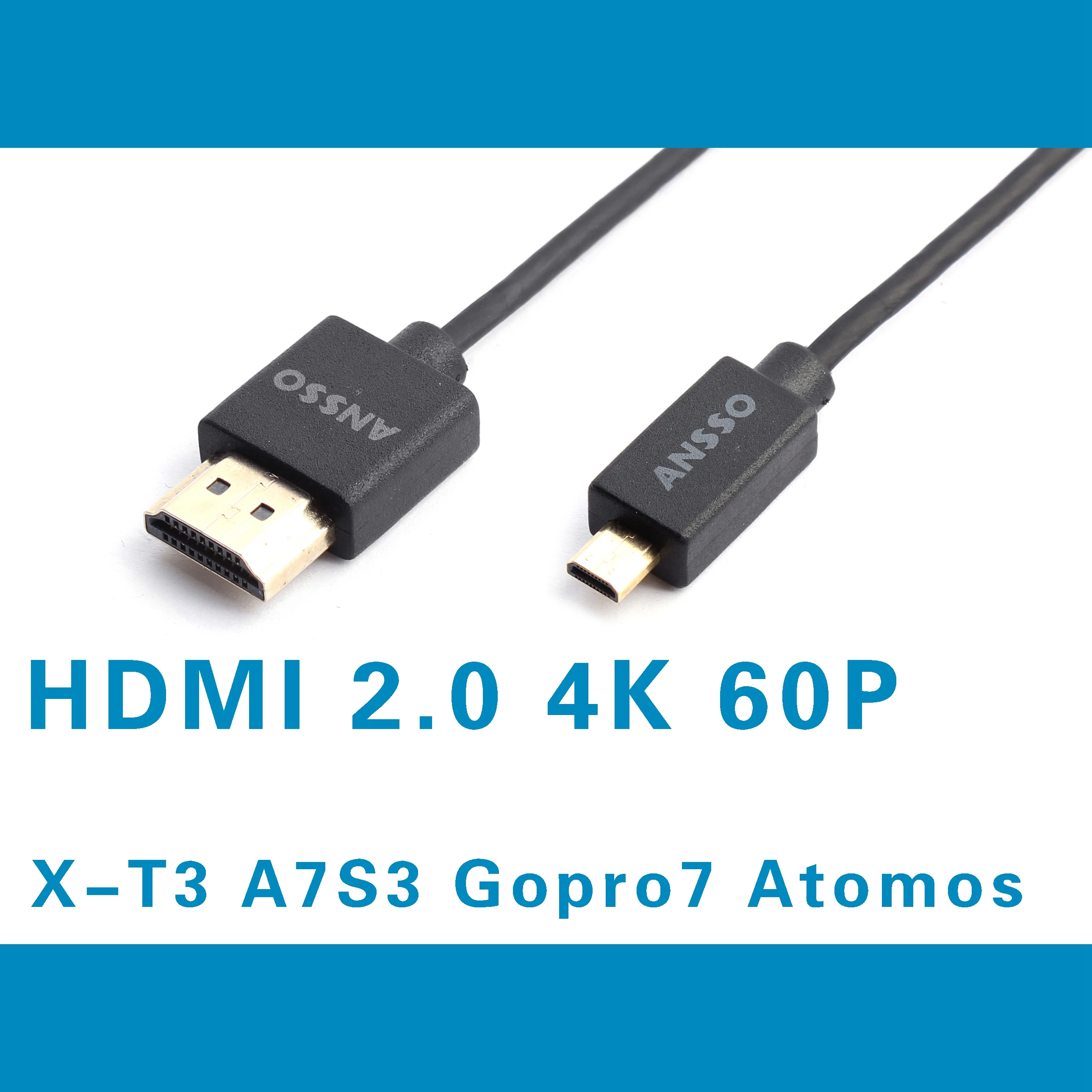 Micro HDMI compatibil cu ultra-fin cordon EOS R5 R6 XT4 A7 Gopro Atomos 4K60P camera cablu de Extensie Ultra Slim HDMI2.0 18Gbps 3