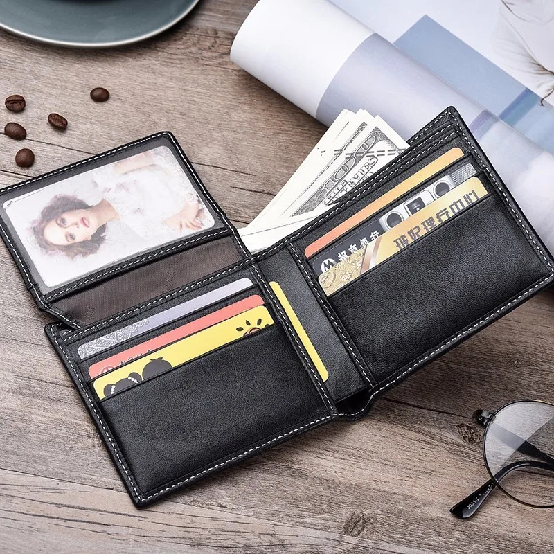 Moda RFID blocking Fibra de Carbon barbati portofele din piele scurte de sex masculin ID titularul cardului de credit, portofel, buzunar, geanta 3