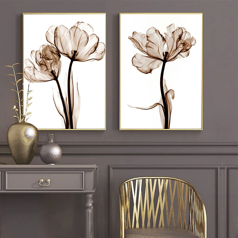 Modern, Transparent Tulip Panza Pictura Flori de Arta de Perete Postere Și de Imprimare imagini de Perete Pentru Camera de zi Dormitor Decor Acasă 3