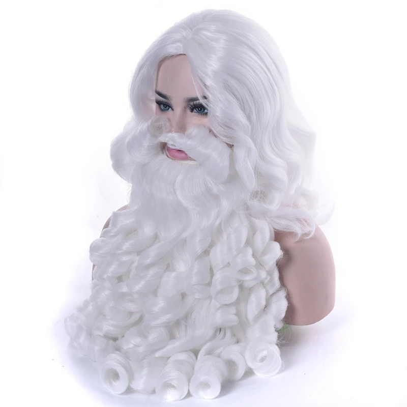 Moș Crăciun Peruca 80cm Barbă Lungă și Albă Rochie Fancy Costume Accesoriu pentru Petrecerea de Craciun 3