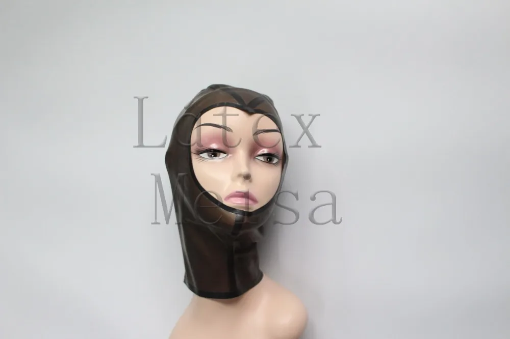 Măști de cauciuc Latex hote cu fața deschisă în negru transparent și negru tapiterie de culoare pentru femei 3