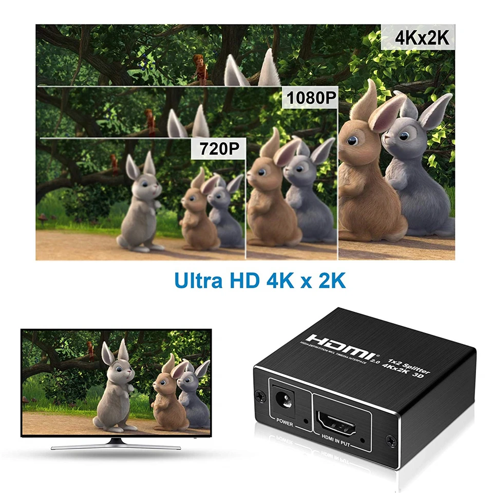 Navceker UHD 4K cu HDMI 2.0 Spliter 1x2 Suport HDCP 1.4 3D Splitter-ul HDMI 2.0 4K 1 Intrare-2 Ieșire Casetă de Comutare Pentru Blu-ray, DVD, HDTV 3