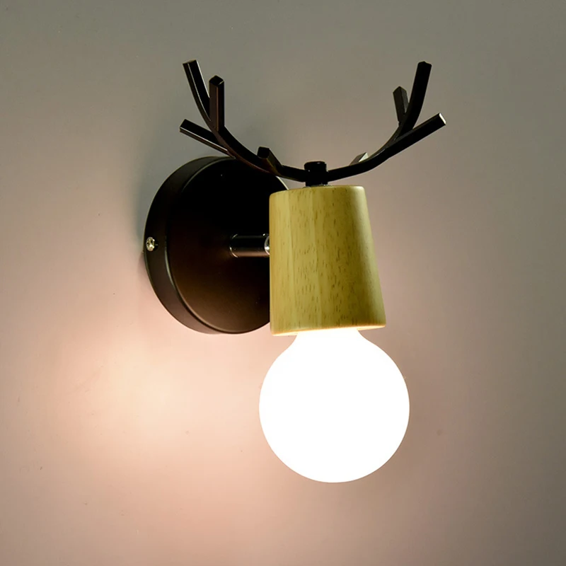 Nordic creative cap de cerb pe perete de lumina E27 lumina calda lampa de perete pentru dormitor cu pat cameră de zi ușa culoar, coridor, scari, restaurant 3