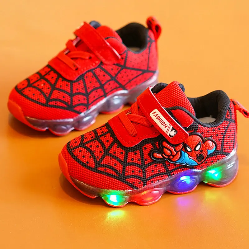 Noua Toamna Spiderman Copii Adidași Stralucitoare Pentru Băieți și Fete Desene animate Copii Luminoase Pantofi de Lumină a ochiurilor de Plasă Sport Pantofi de Lumină babys 3