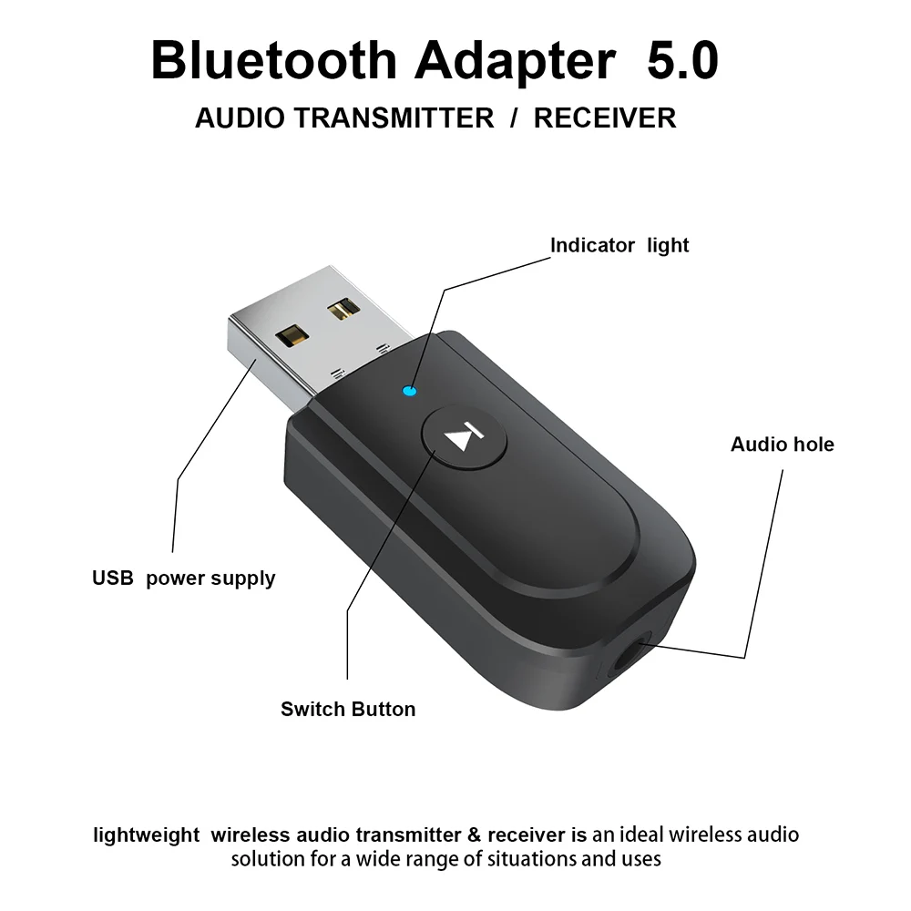 Noul Bluetooth Transmițător 3 IN 1 Bluetooth 5.0 Receptor Audio AUX RCA USB Jack de 3,5 mm Adaptor Wireless Pentru TV, Calculator, Telefon, Masina 3