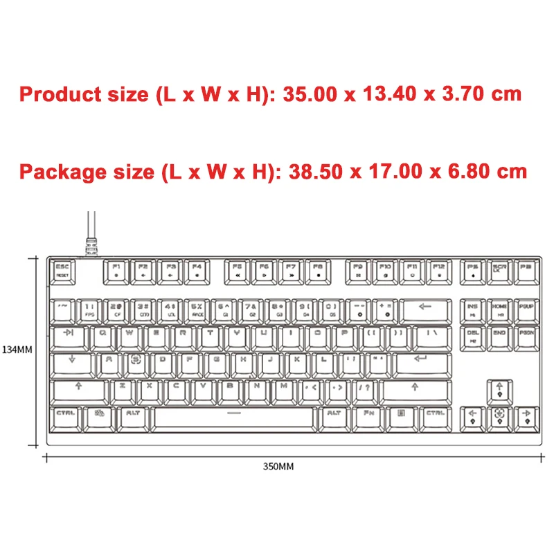 Original Motospeed K82 de Jocuri Mecanice Tastatură RGB LED Backlight USB Cablu 87 Cheie engleză/rusă Tastatura Pentru Calculator Gamer 3