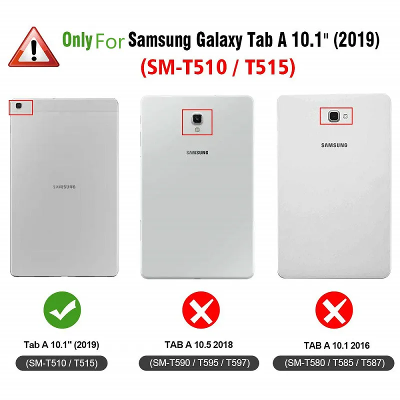 Pentru Samsung Galaxy Tab 10.1 2019 Cazul SM-T510 Wifi T515 LTE Coperta din Piele PU de Acoperire Inteligent Folio Auto Somn Trezesc Acoperă Cazuri 3