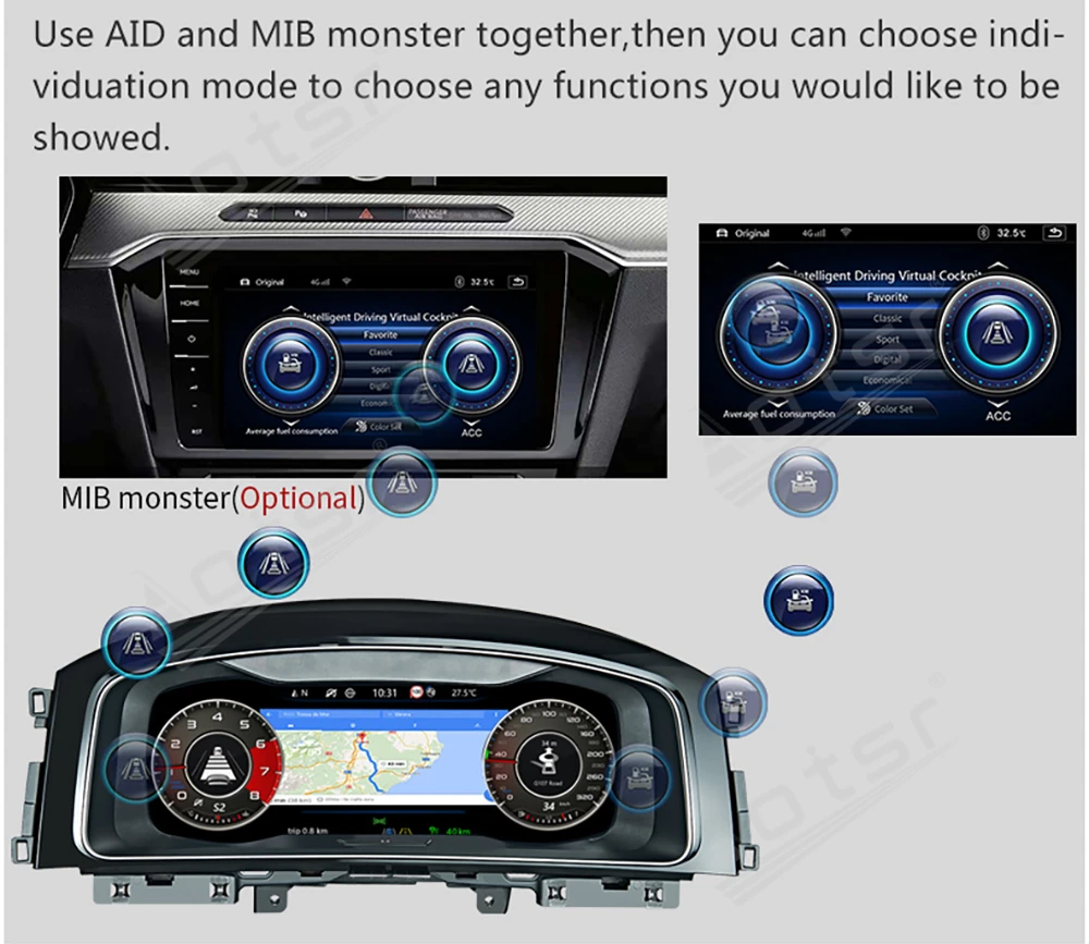 Pentru VW PASSAT B8 CC golf 7 GTI Varianta Auto LCD Panoul de bord tablou de Bord Înlocuire Divertisment Multimedia Inteligent 3