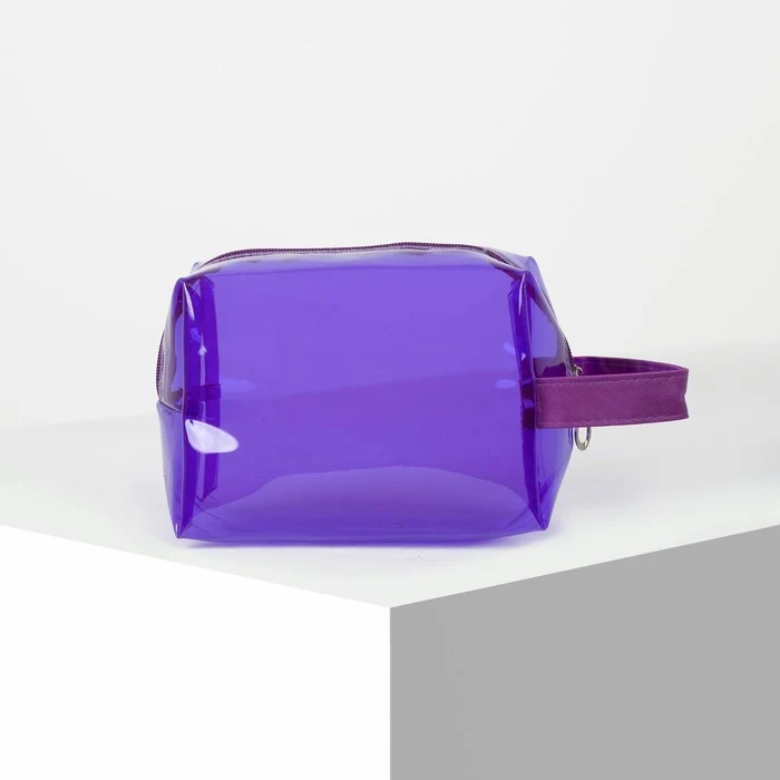 PVC cosmetice caz, compartiment cu fermoar, cu mâner, violet 3